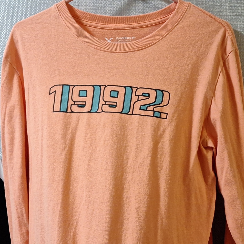 Mens Large Long Sleeve Orange Dutch Bros 1992 shirt